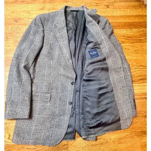 VTG Brooks Brothers EST 100% camel Hair hounds tooth check sport coat 42 XL